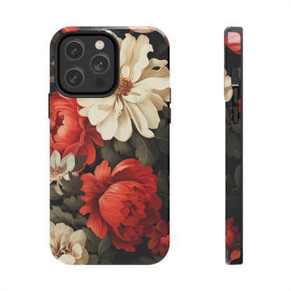 Vintage Floral Aesthetic Phone Tough Case | Antique Elegance for iPhone