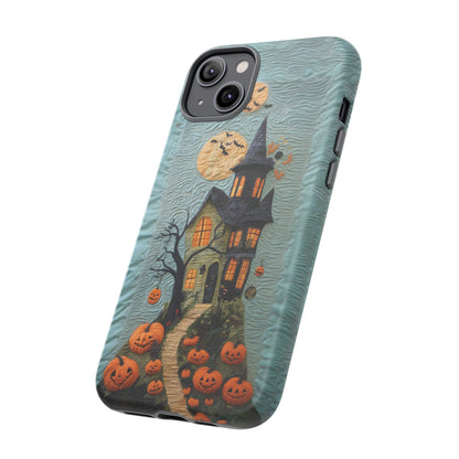 Halloween Haunted House Vintage Embroidery Style Phone Cover