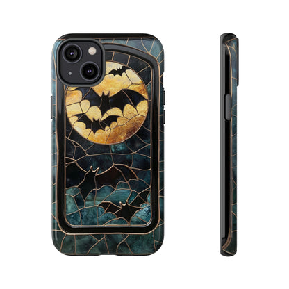 Halloween Phone Case Bats Stained Glass Style Spooky Moon Phone Cover