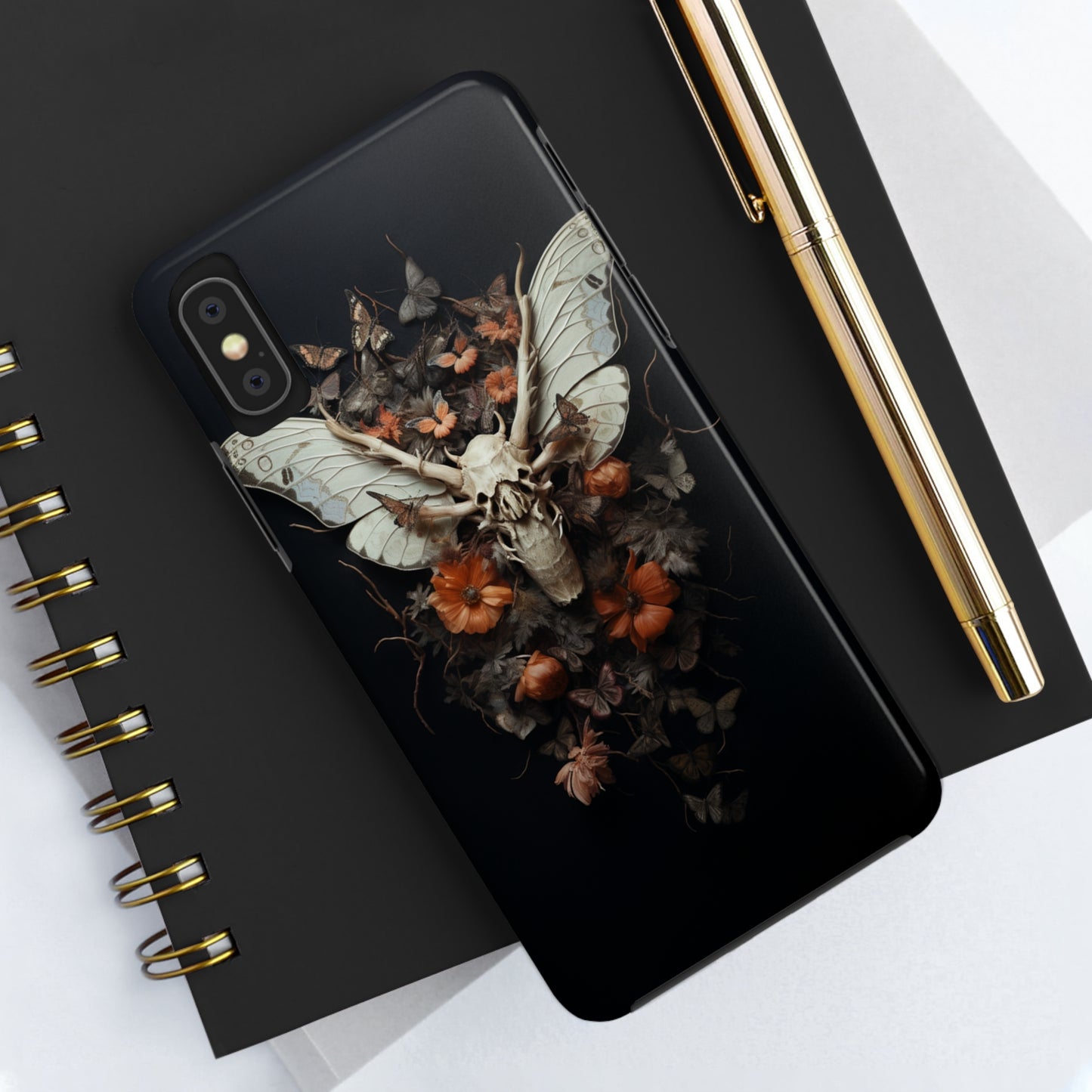 Deadhead Moth Gothic Dark Academia iPhone Case | Spooky Skull Mysterious Elegance