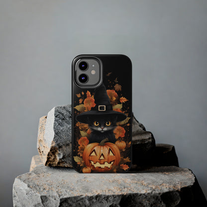 Trick or Treat Delight: Adorable Witch Cat Halloween Celebration | Whimsical iPhone Case