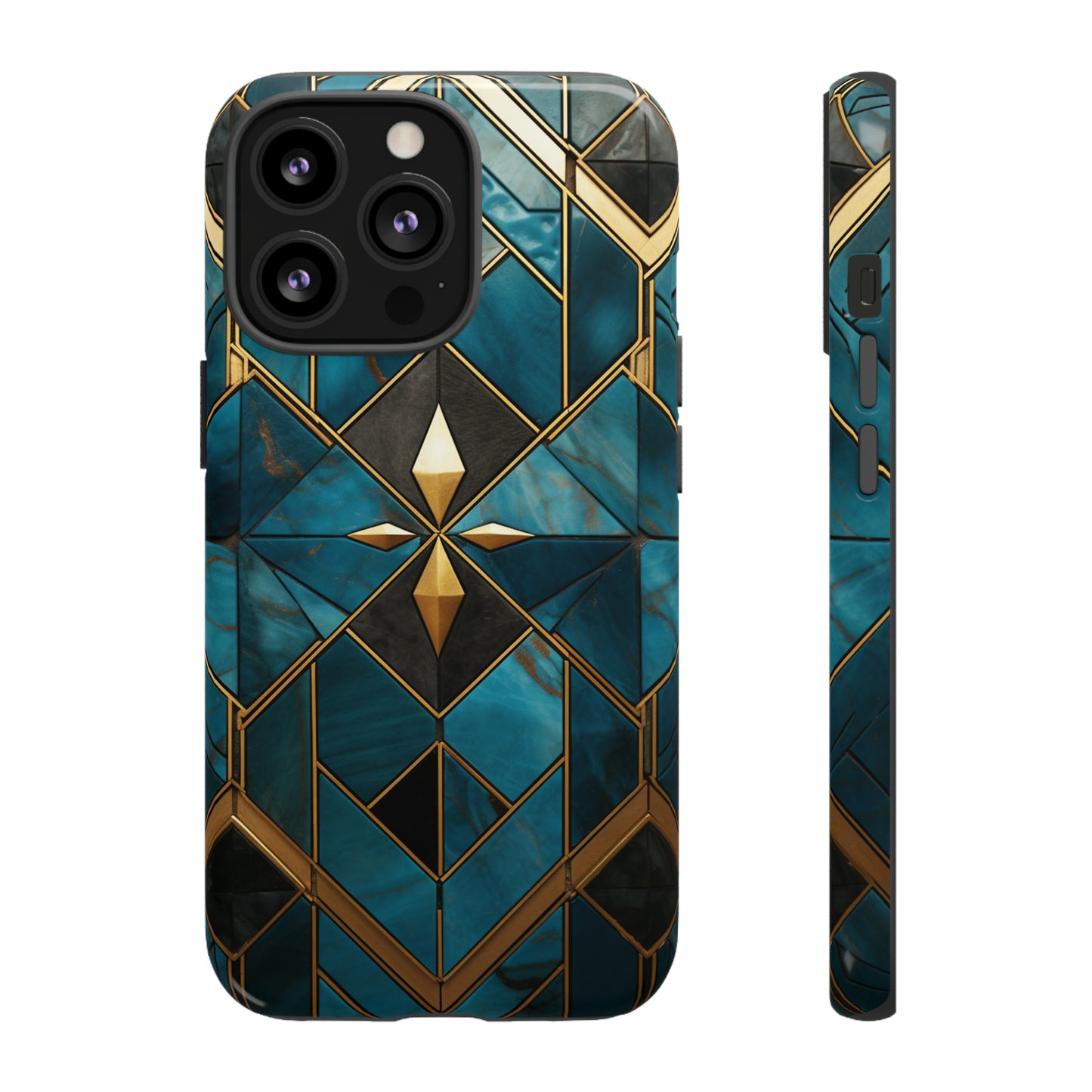 Gold and Blue Marble Mosaic Phone Case