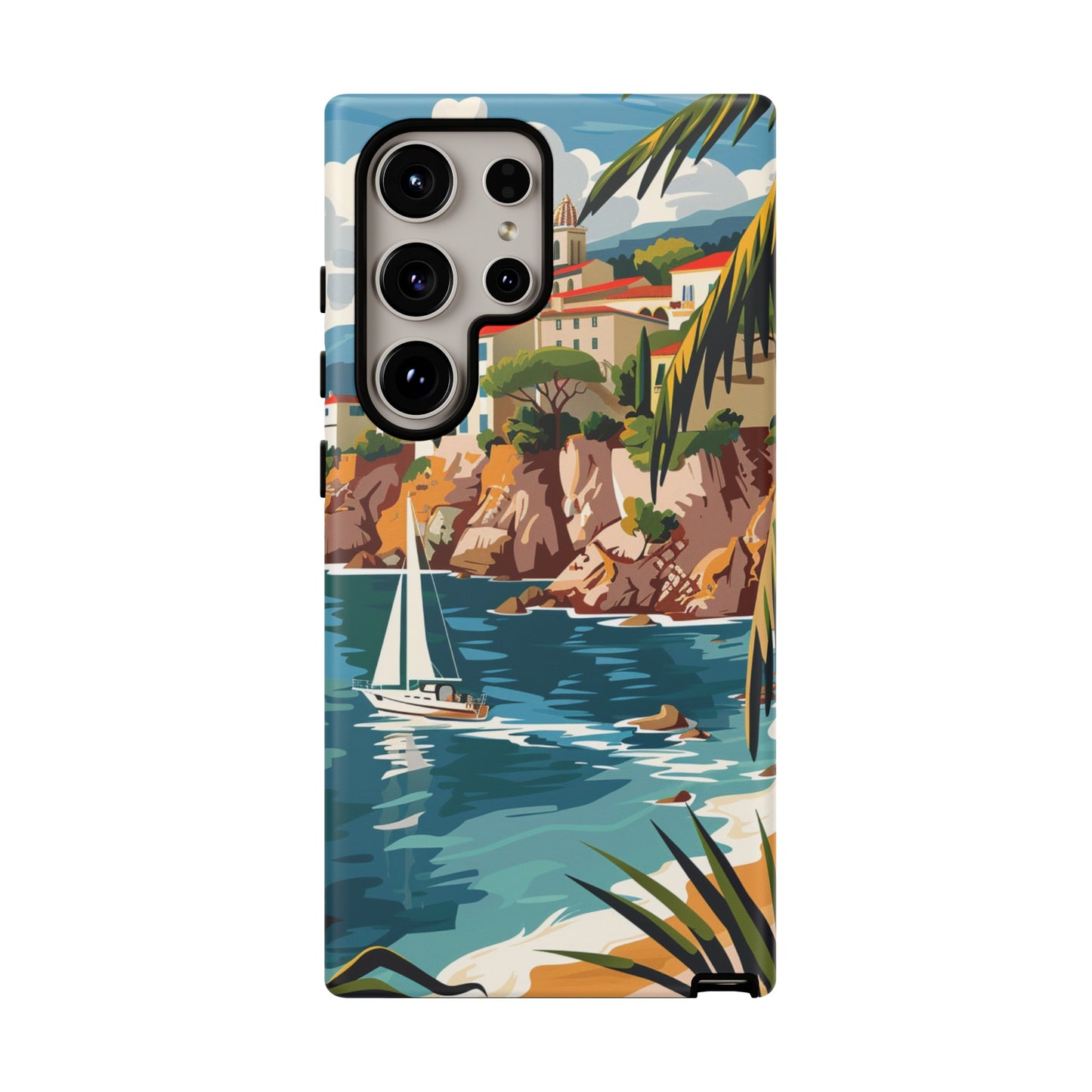 Midcentury French Riviera Sailboat Painting Phone Case