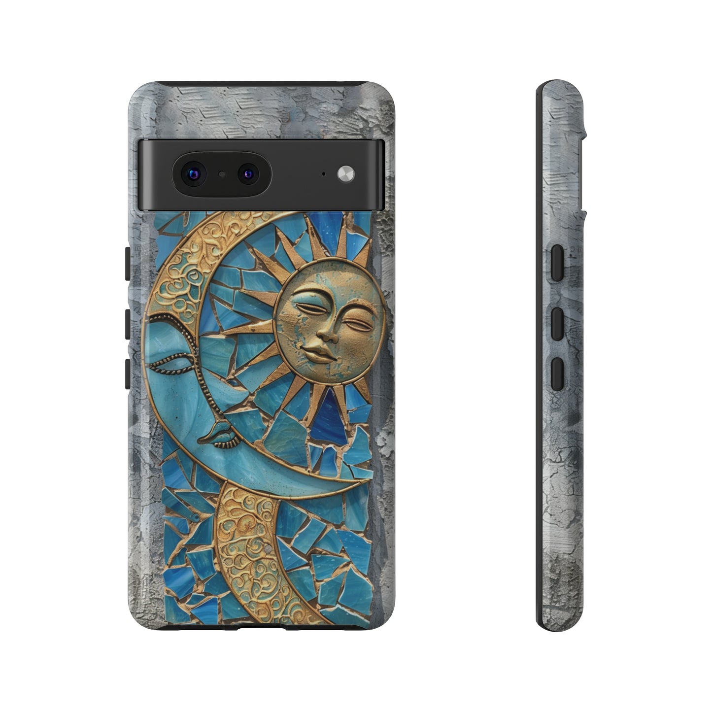 Boho Sun and Moon Mosaic Tile Stained Glass Phone Case