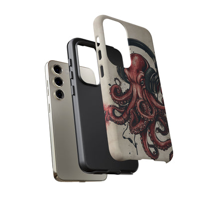 Retro Style Japanese Octopus Listening to Headphones Phone Cover