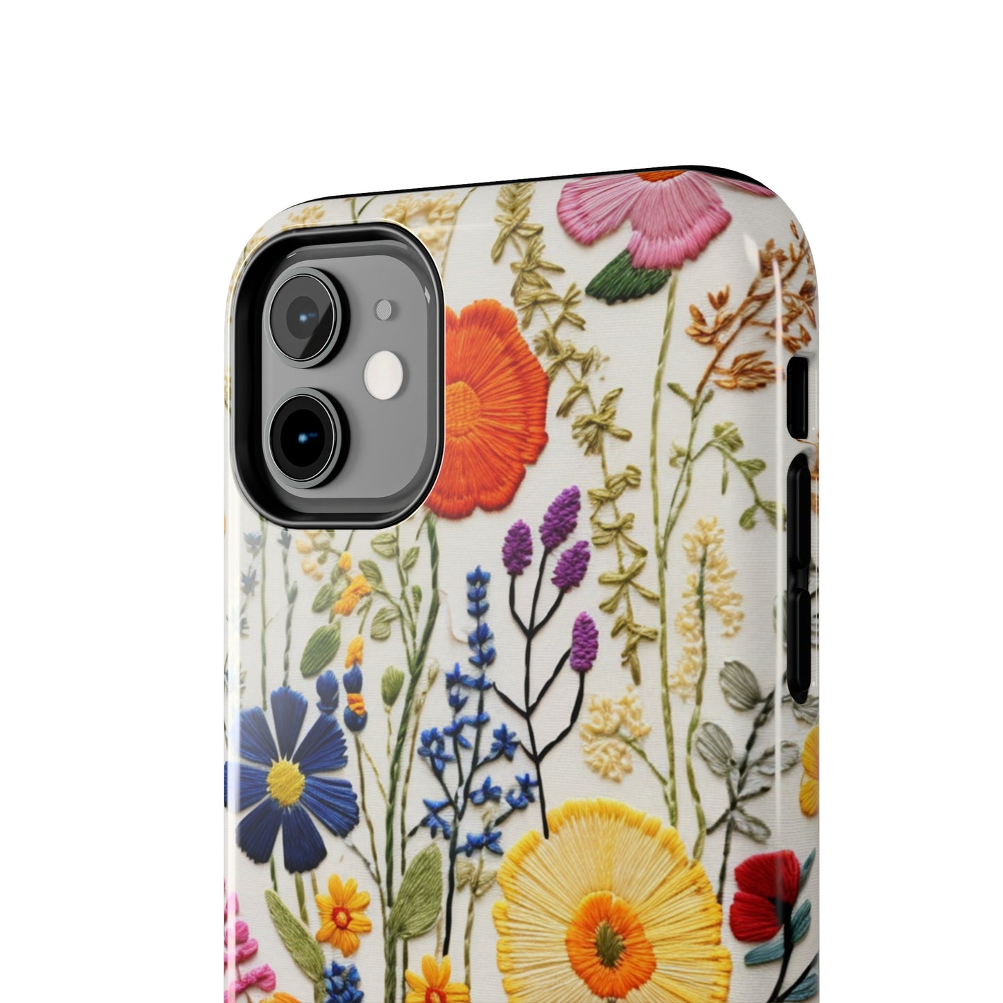 Wildflowers Floral Embroidery iPhone Case