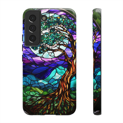 Stained Glass Mosaic Tile Tree in Moonlight