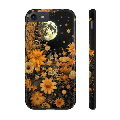 Cottagecore Floral Sun Moon Stars iPhone Case | Embrace Mystical Nature's Beauty