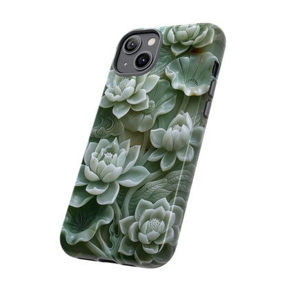 Green Jade Lotus Floral Art Phone Case