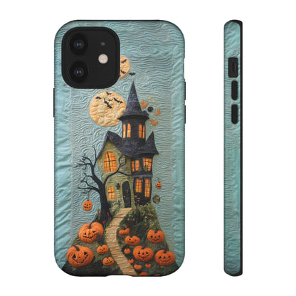 Halloween Haunted House Vintage Embroidery Style Phone Cover