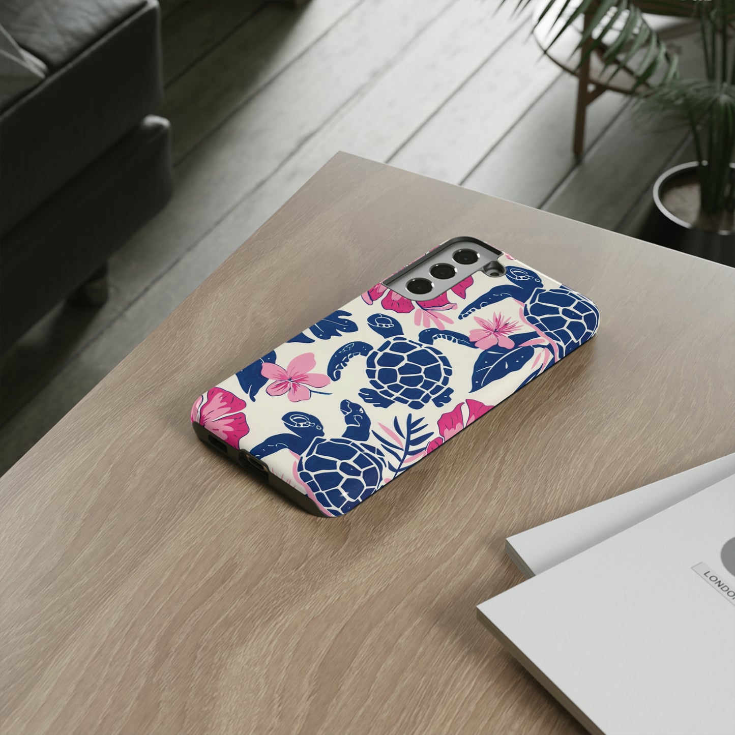 Undersea Floral Blue Sea Turtle Phone Case