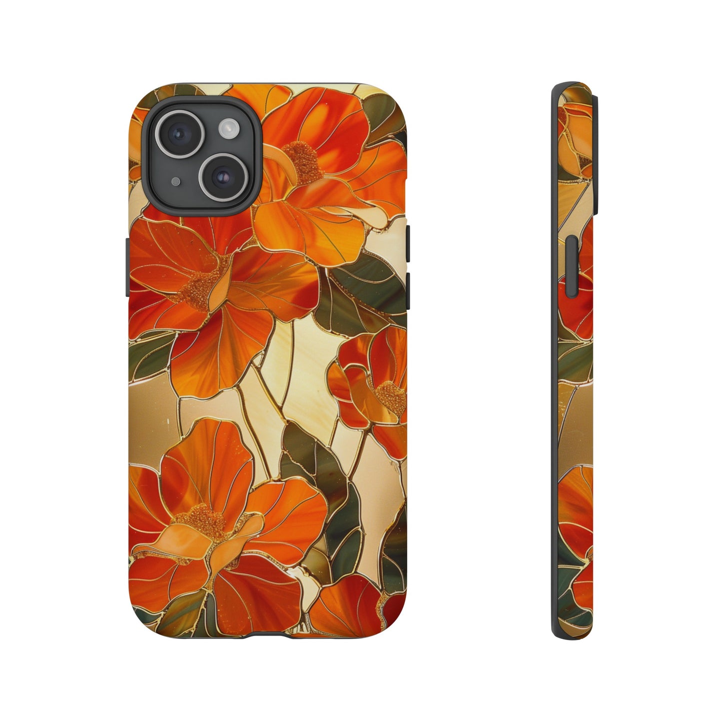 Orange Floral Phone Case Stained Glass Flower Aesthetic