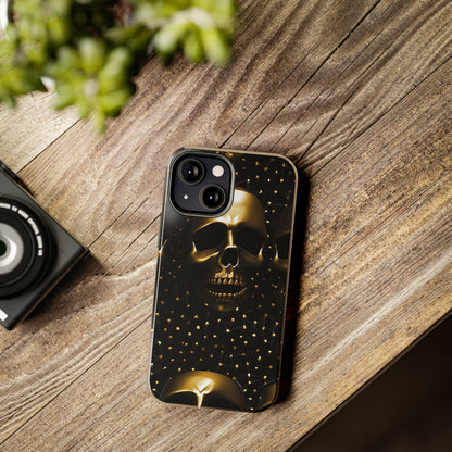 iPhone Tough Case | Dark Decadence: Gothic Gold Skulls and Studs  | Unveil Your Edgy Elegance