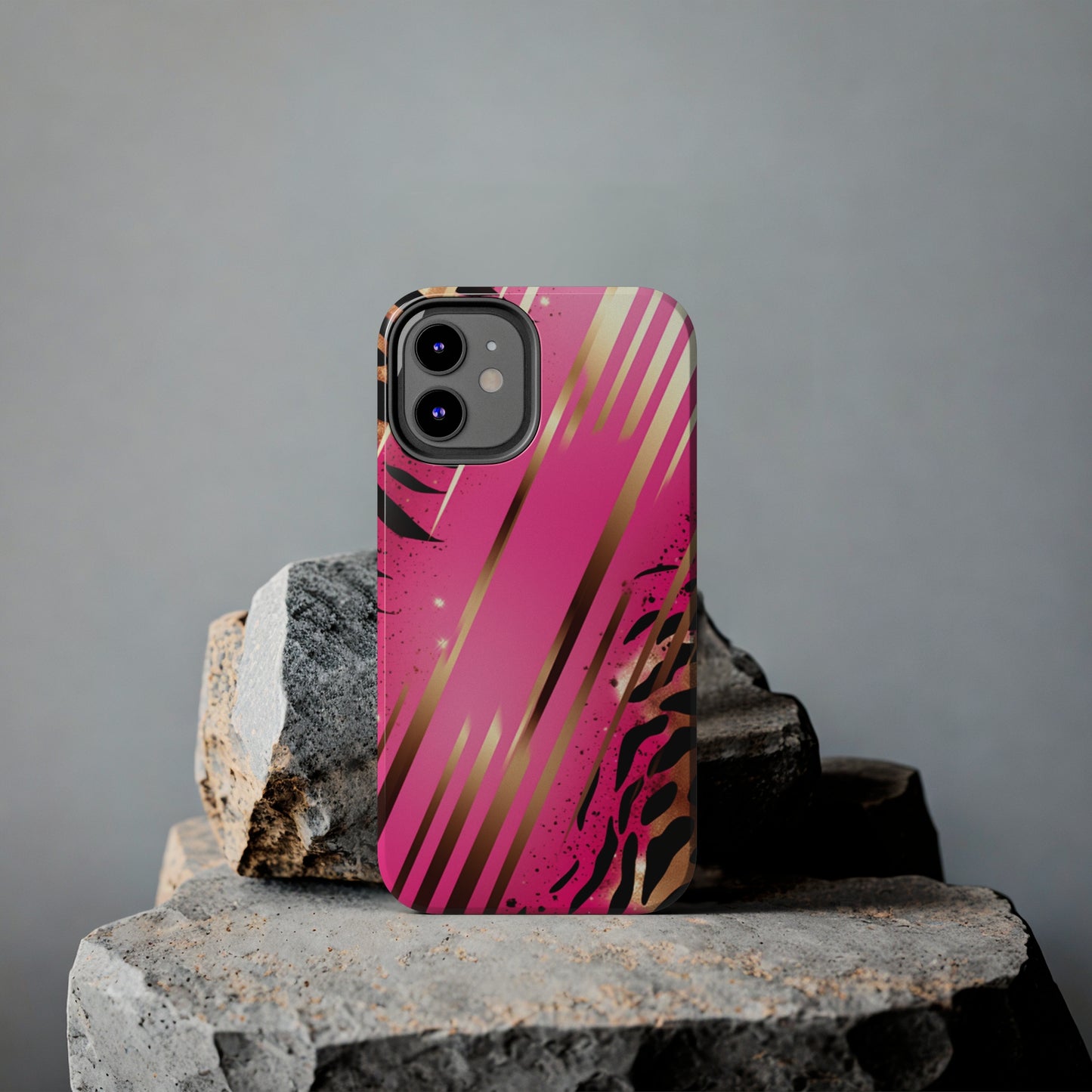 Elegant Wilderness: Pink & Gold Tiger Stripes | Mesmerizing Lush iPhone Case