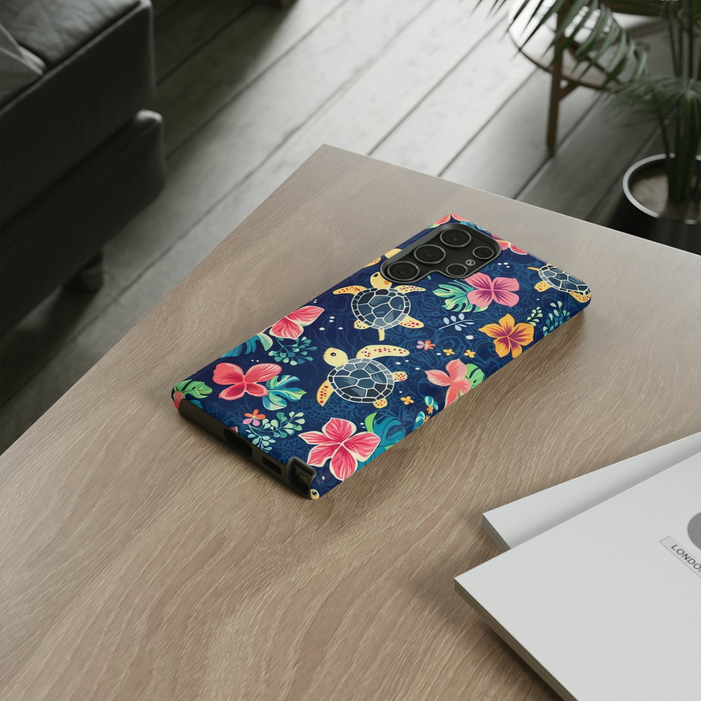 Undersea Floral Blue Sea Turtle Phone Case