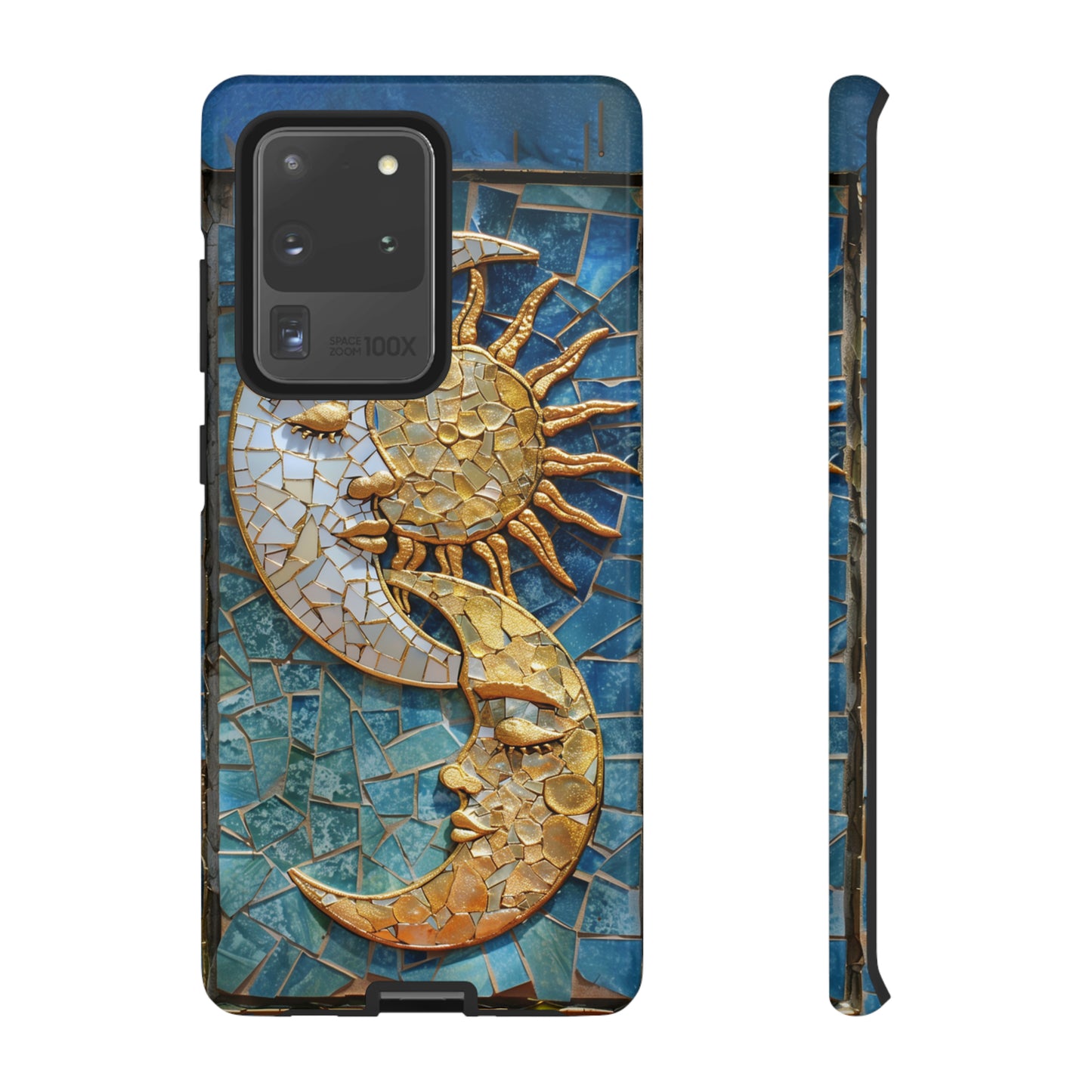 Boho Sun and Moon Mosaic Tile Stained Glass Phone Case