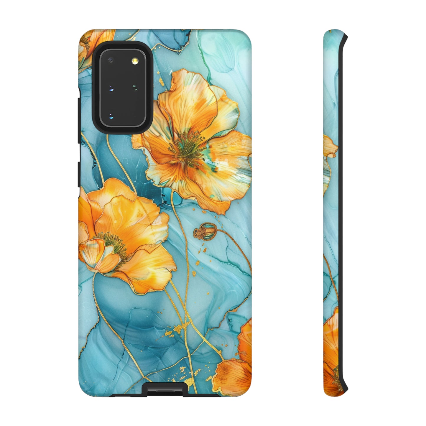 Gold Poppies Color Splash Floral Design Phone Case