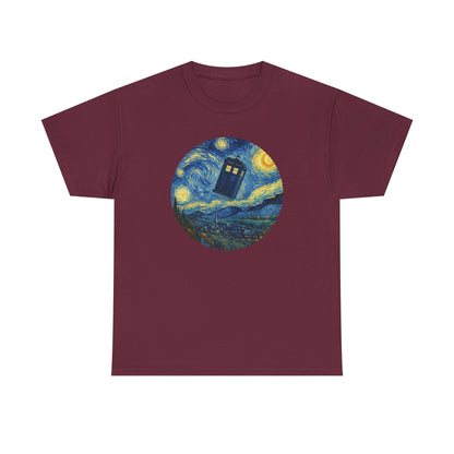Van Gogh Police Box Starry Night Fantasy Parody Graphic T-Shirt