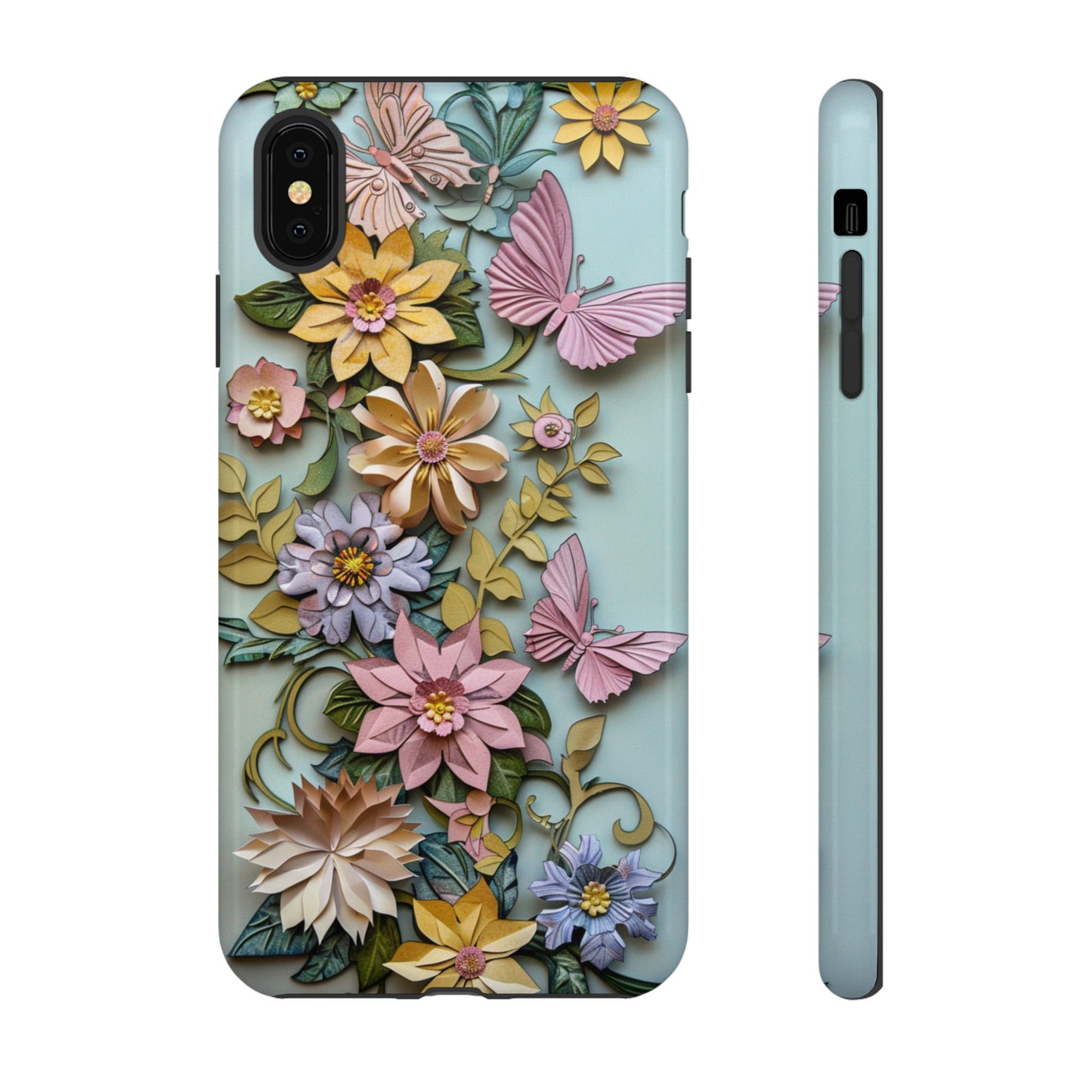 Pastel Pink Butterflies and Flowers iPhone Case