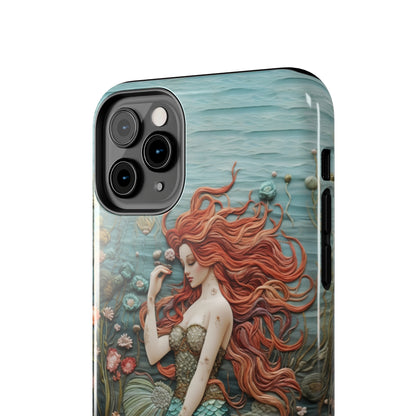 Siren's Song: Mermaid Elegance Apple Phone Case | Embroidery-Inspired iPhone Case