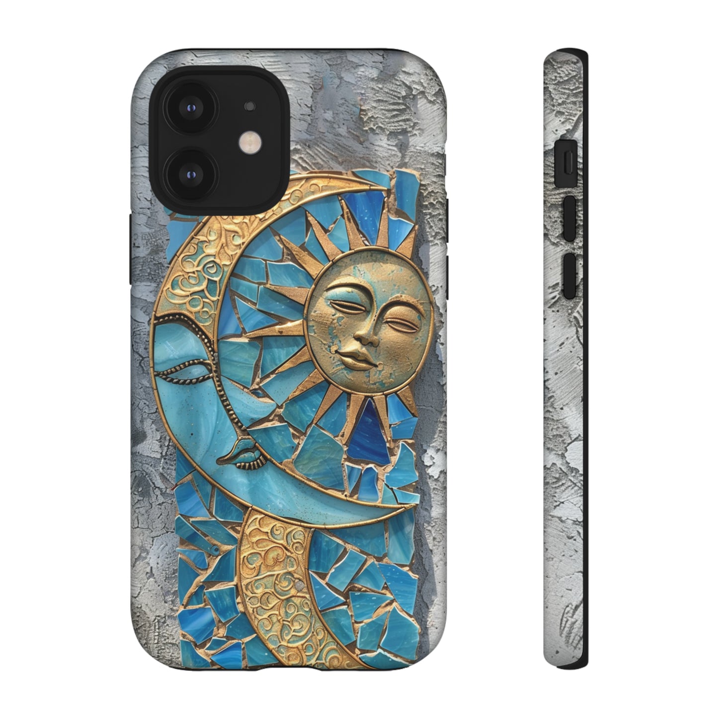 Boho Sun and Moon Mosaic Tile Stained Glass Phone Case