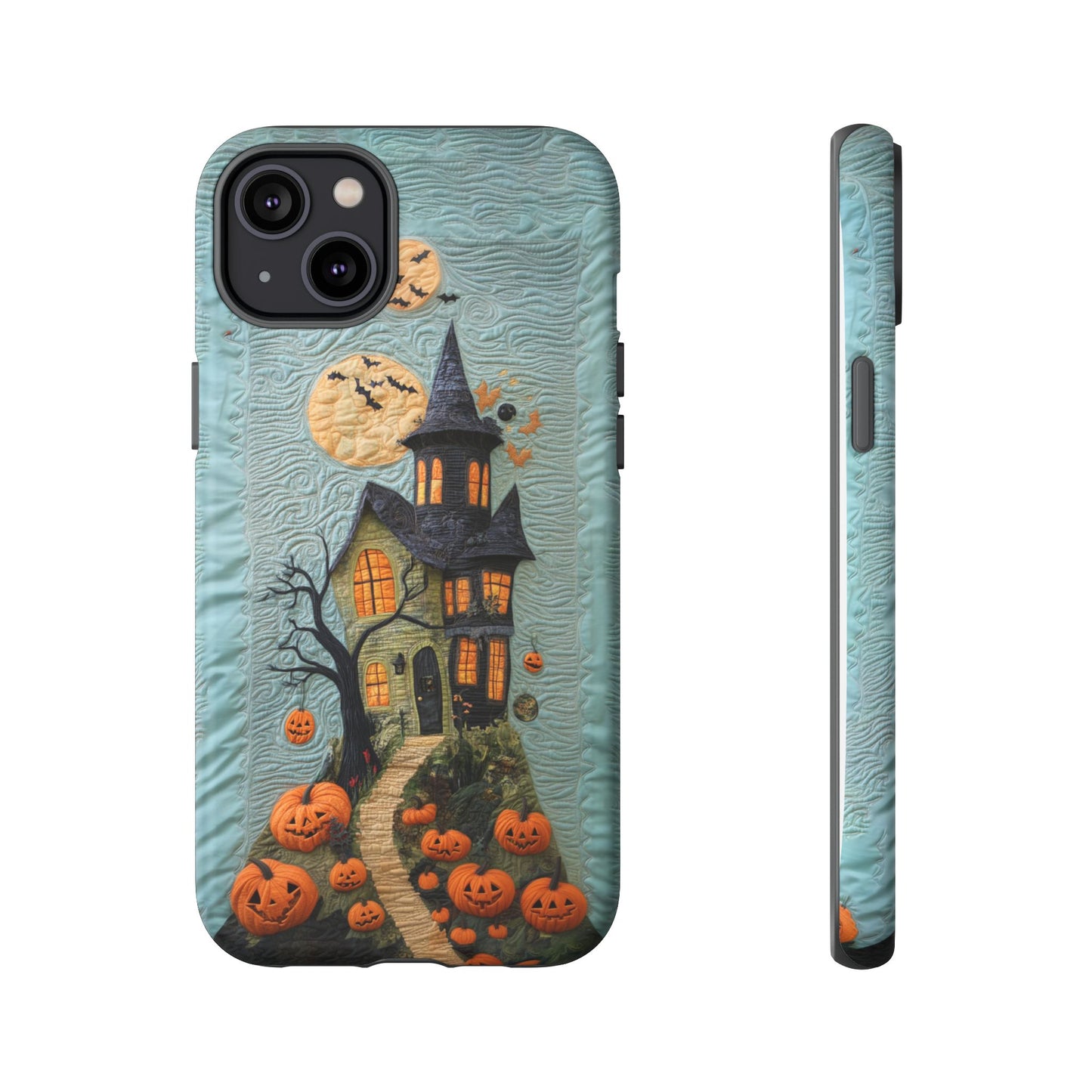 Halloween Haunted House Vintage Embroidery Style Phone Cover