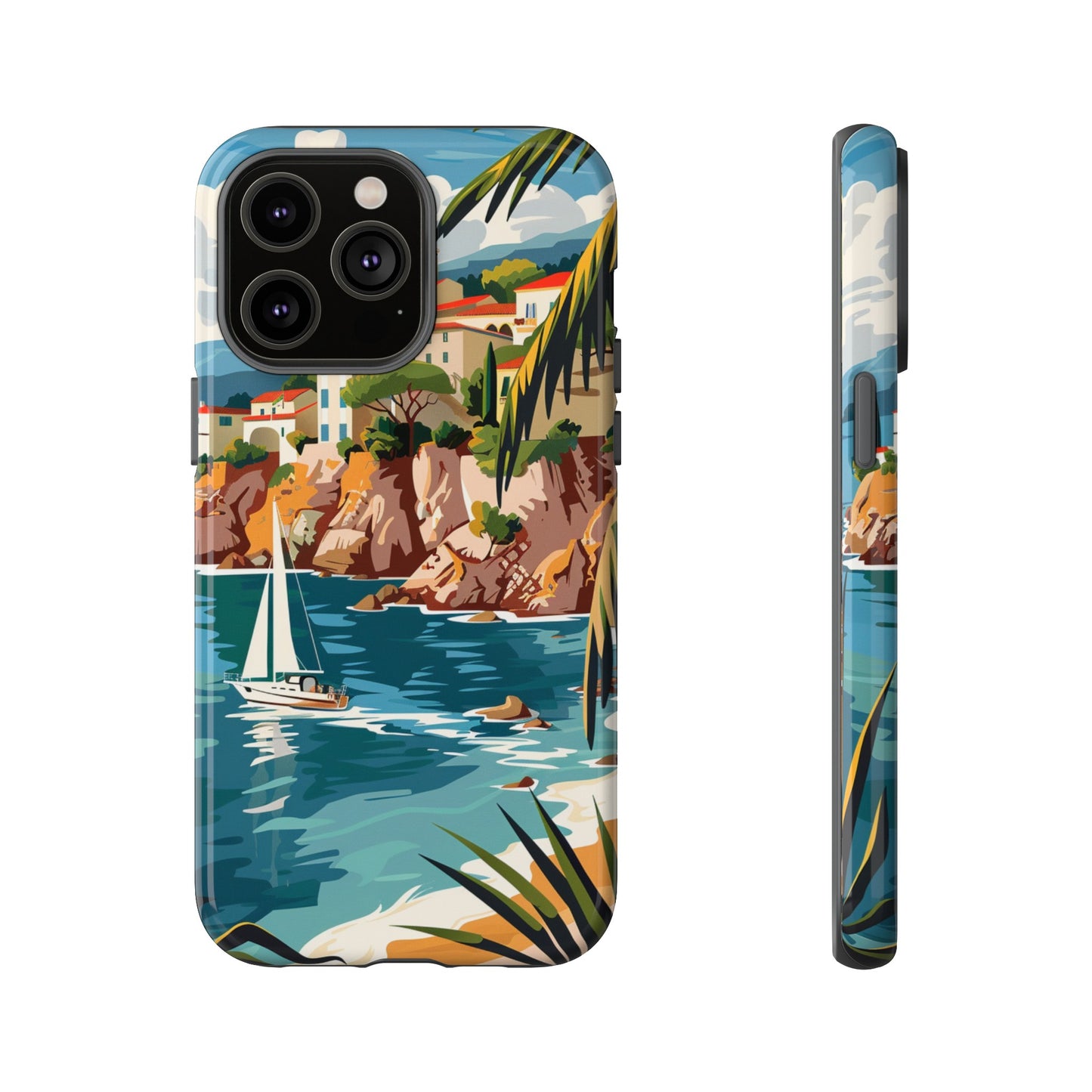 Midcentury French Riviera Sailboat Painting Phone Case