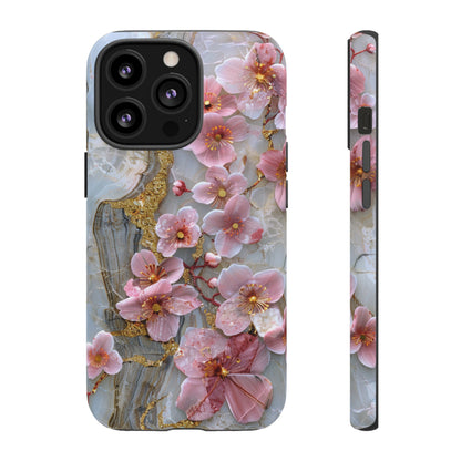 Pink Forget Me Nots Gold Floral Phone Case