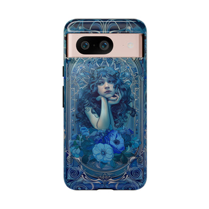 Blue Floral Art Nouveau Style Phone Case