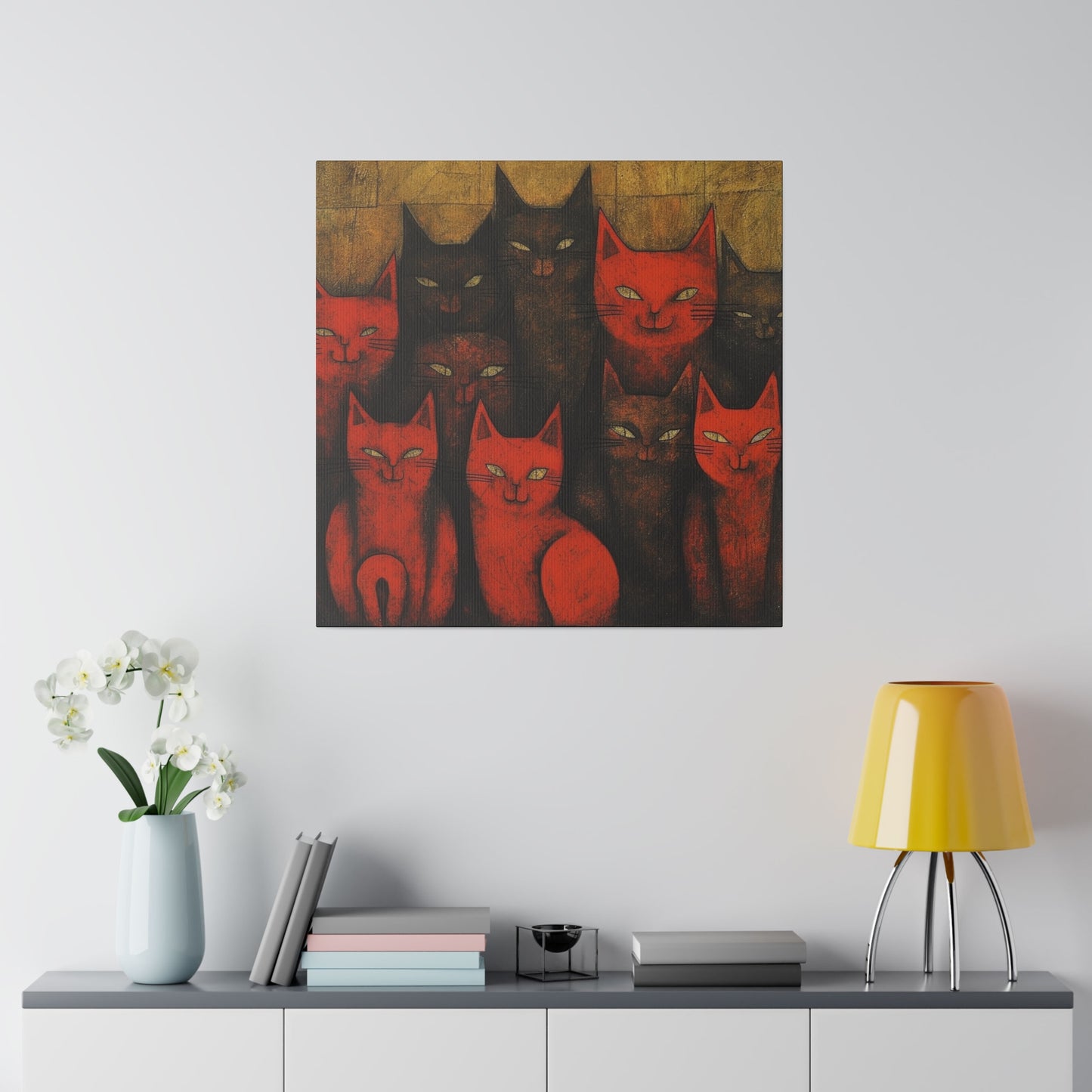 Herd of cats Surrealistic AI Generated Artwork | Stretched Canvas Print