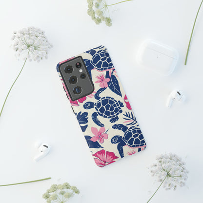 Undersea Floral Blue Sea Turtle Phone Case