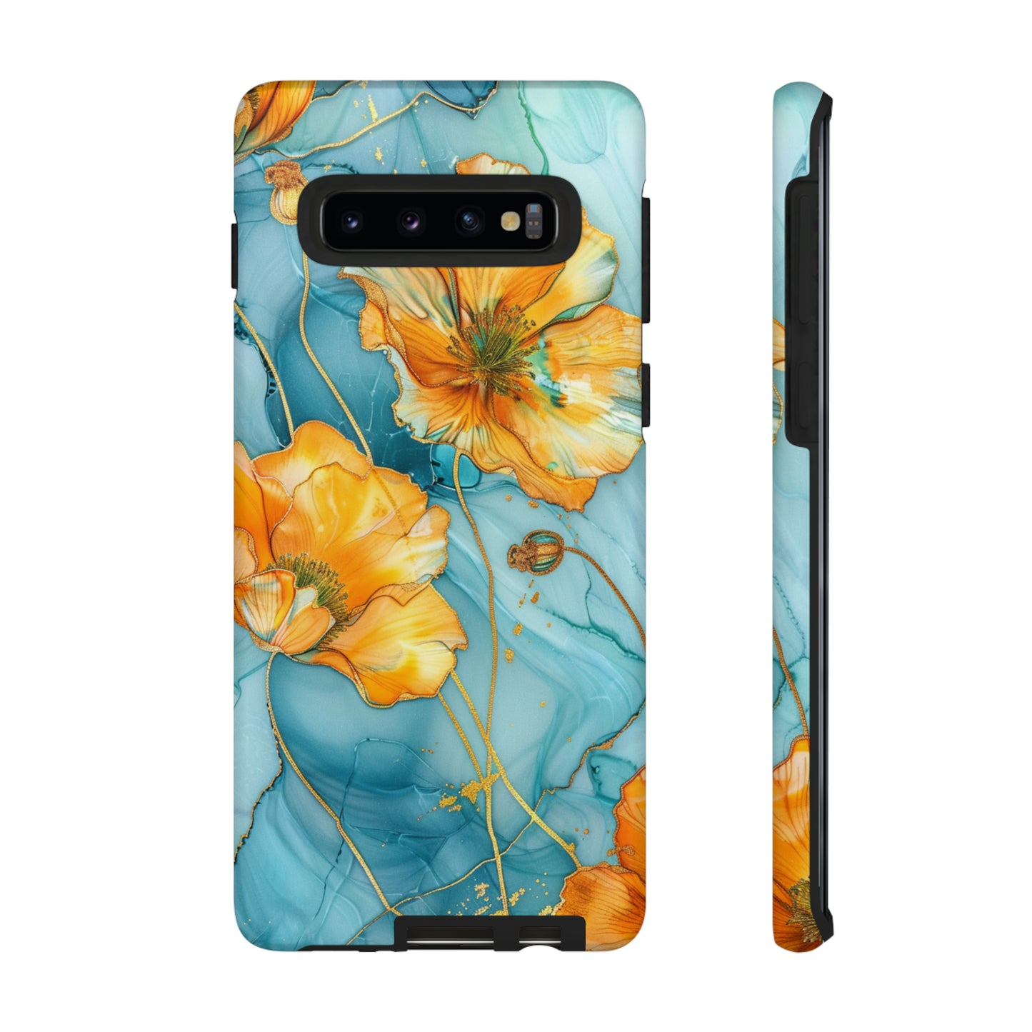 Gold Poppies Color Splash Floral Design Phone Case