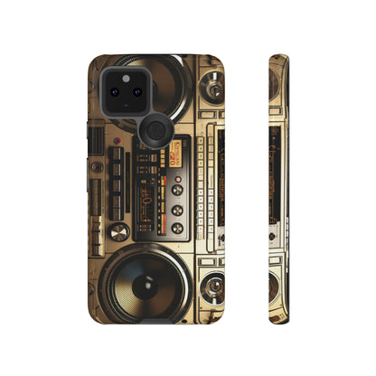 Urban Beats: Boombox Hip Hop Music Pixel Phone Case | Retro Rhythms for iPhone 15 Models