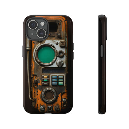 Cyberpunk walkie talkie design on iPhone 15 case