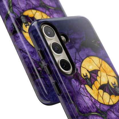 Full Moon Stained Glass Style Halloween Bats Phone Case