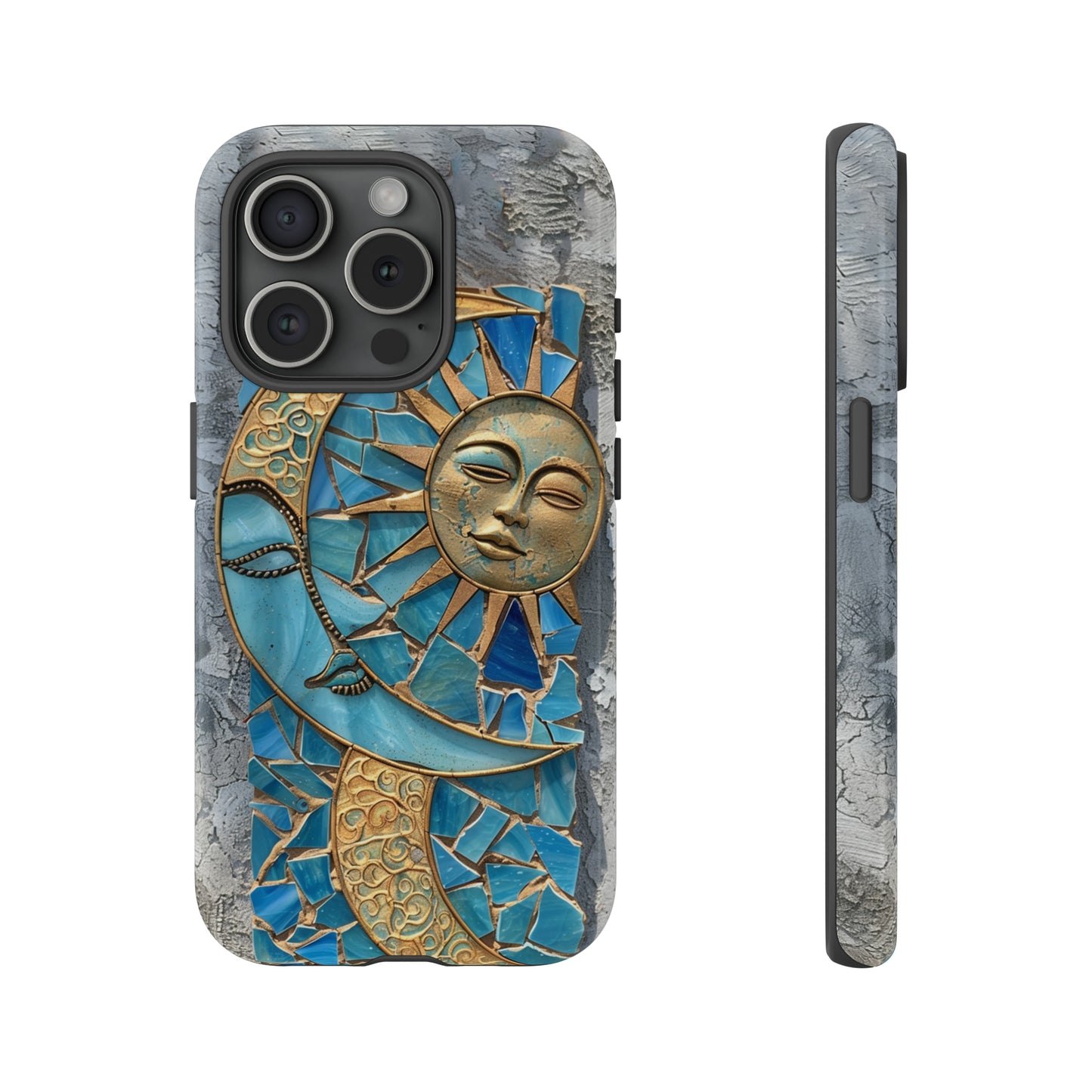 Boho Sun and Moon Mosaic Tile Stained Glass Phone Case