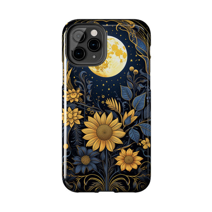 Starry Night Boho Meets Cottagecore: Floral Sun, Moon & Stars iPhone Case