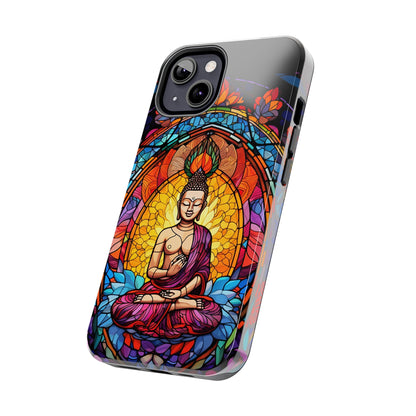 Stained Glass Magic iPhone Case: Psychedelic Tibet Buddha Mandala | iPhone 13 Case Mystical Tibetan Artistry