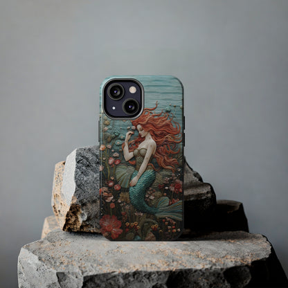 Siren's Song: Mermaid Elegance Apple Phone Case | Embroidery-Inspired iPhone Case