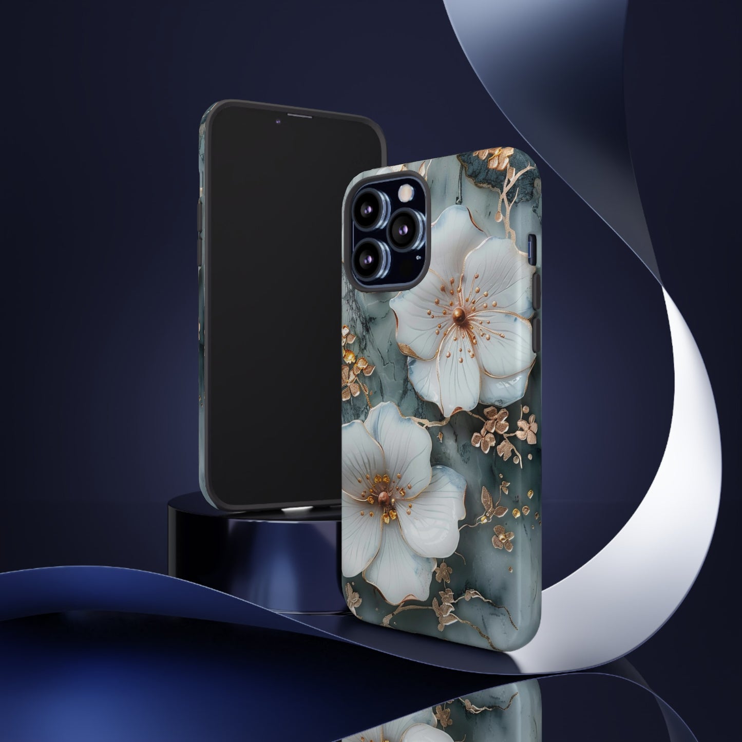 White Flower on Marble Stone  Phone Case