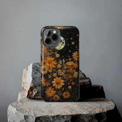 Cottagecore Floral Sun Moon Stars iPhone Case | Embrace Mystical Nature's Beauty