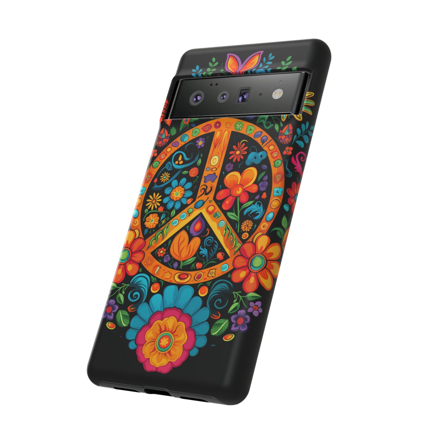 Peace Sign Embroidery Floral Hippie Style Phone Case