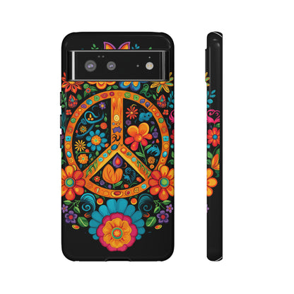 Peace Sign Embroidery Floral Hippie Style Phone Case