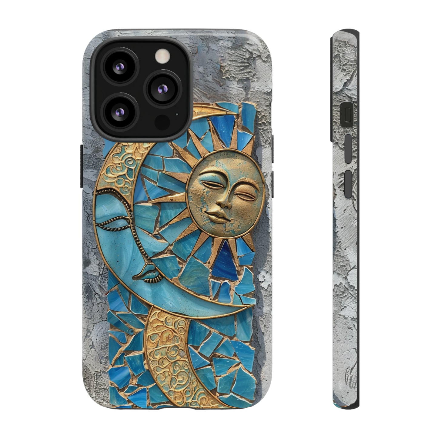 Boho Sun and Moon Mosaic Tile Stained Glass Phone Case