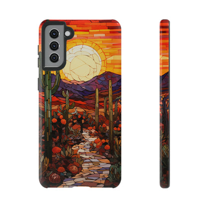 Desert Sunset Cactus Mosaic Tile