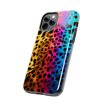 Kaleidoscopic Wild: Psychedelic Rainbow Leopard Print | Dazzling iPhone Case