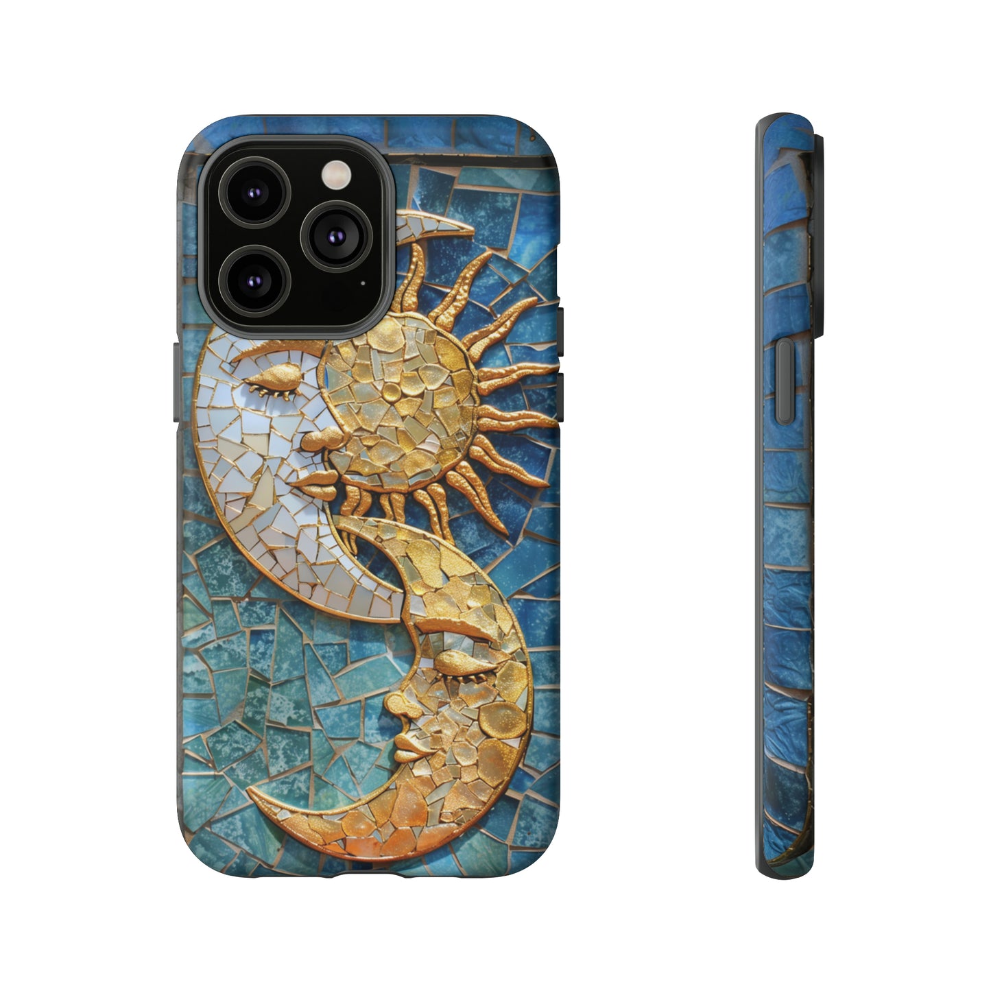 Boho Sun and Moon Mosaic Tile Stained Glass Phone Case