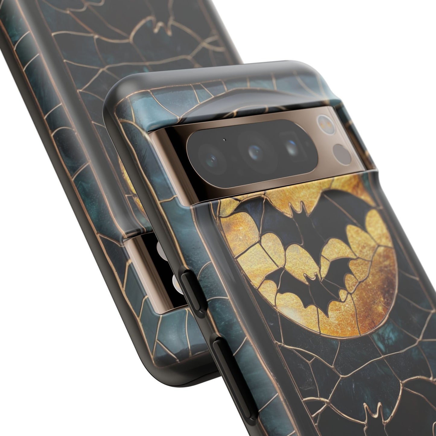 Halloween Phone Case Bats Stained Glass Style Spooky Moon Phone Cover