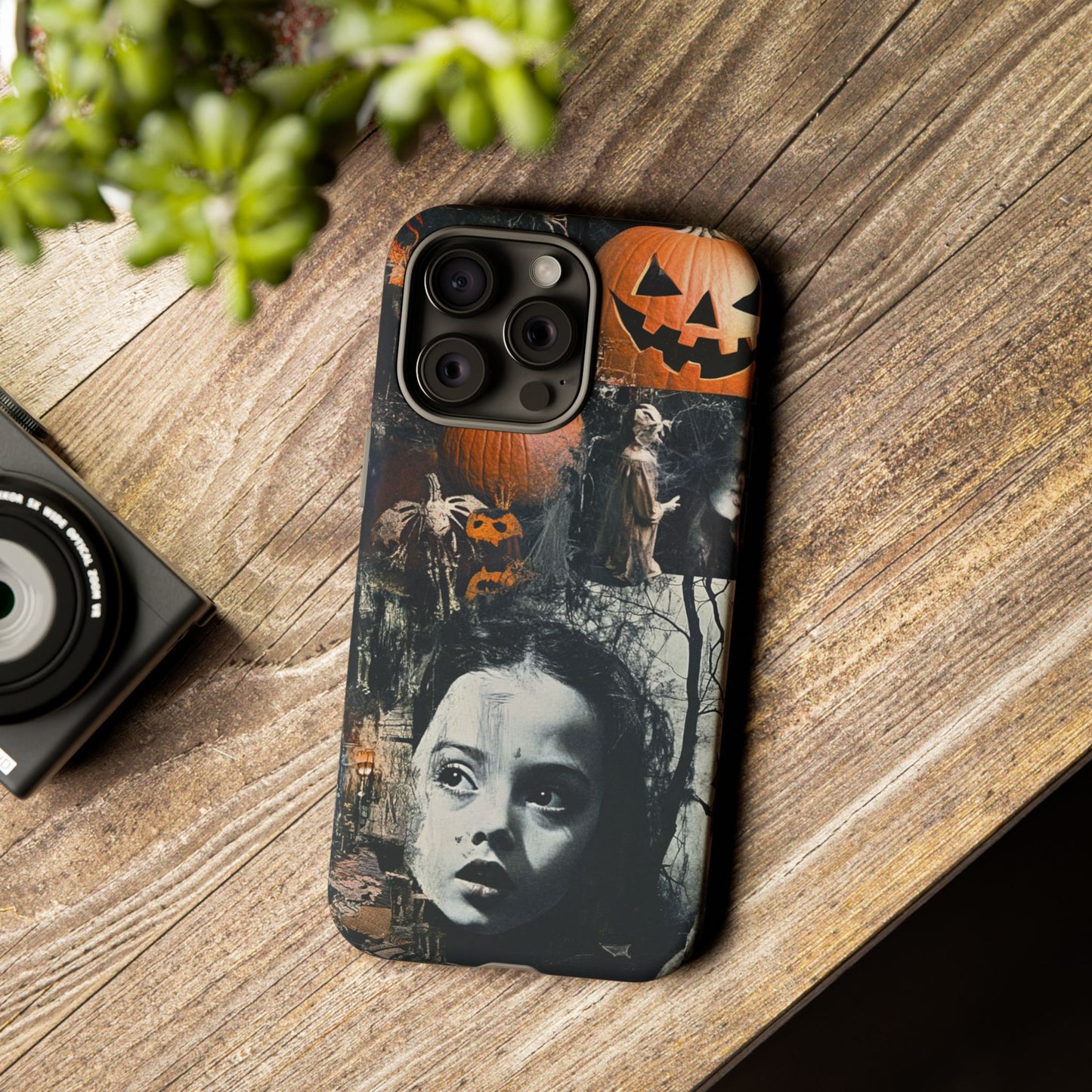 Vintage Halloween Collage Wednesday Goth Style Jackolantern Spooky Phone Cover