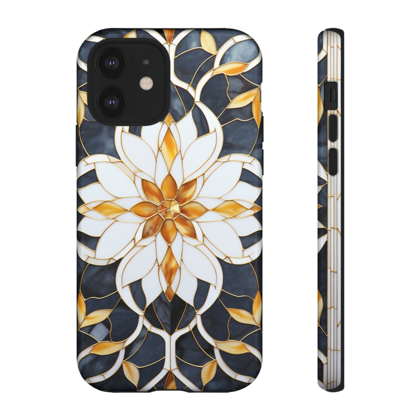 Art Deco Floral Gold & Blue Mosaic